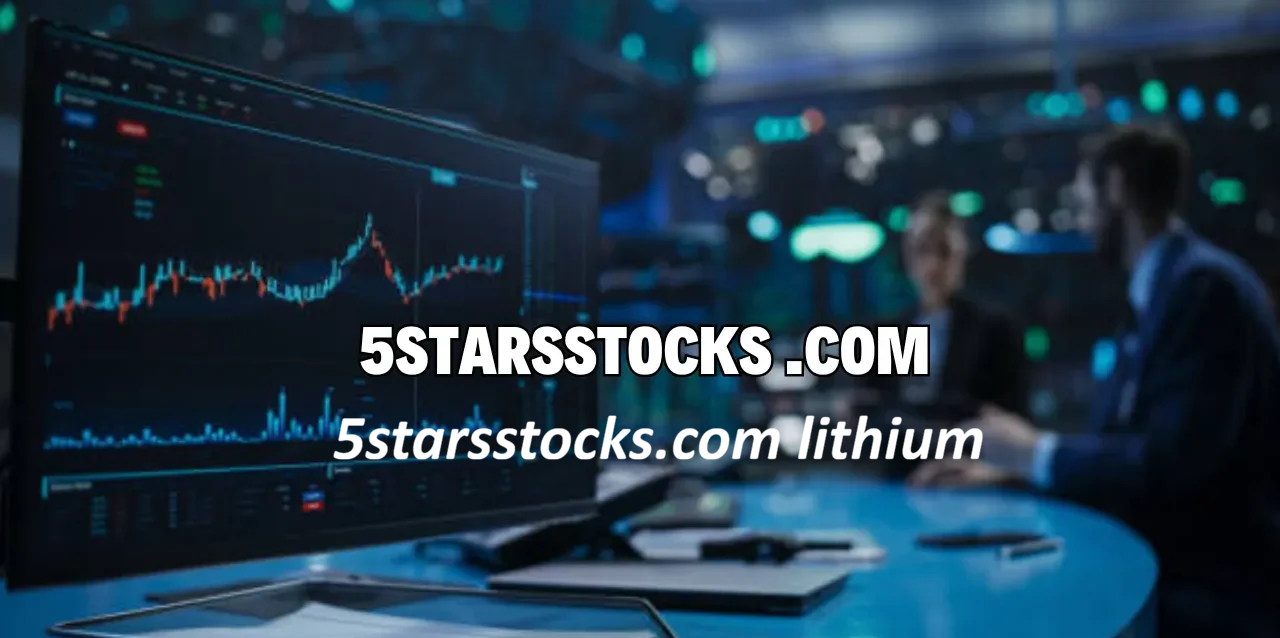 Traders viewing stock charts and 5starsstocks.com lithium trends on monitors.