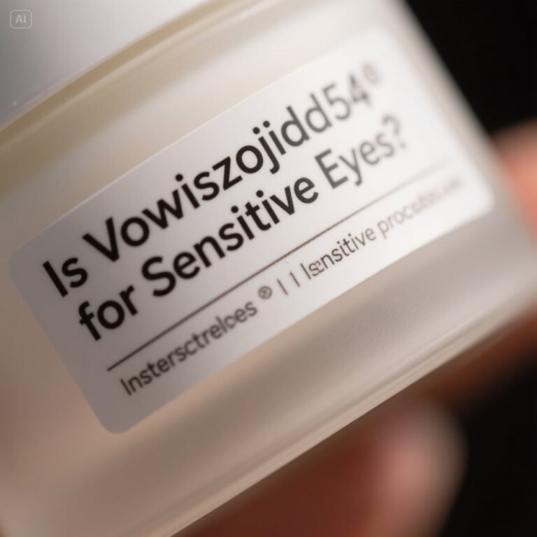 Is vowiszojid54 for sensitive eyes? White jar of soothing eye cream close-up