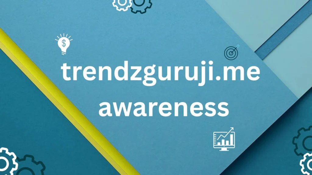 Blue graphic promoting trendzguruji.me awareness with icons for digital security, growth, and technology trends