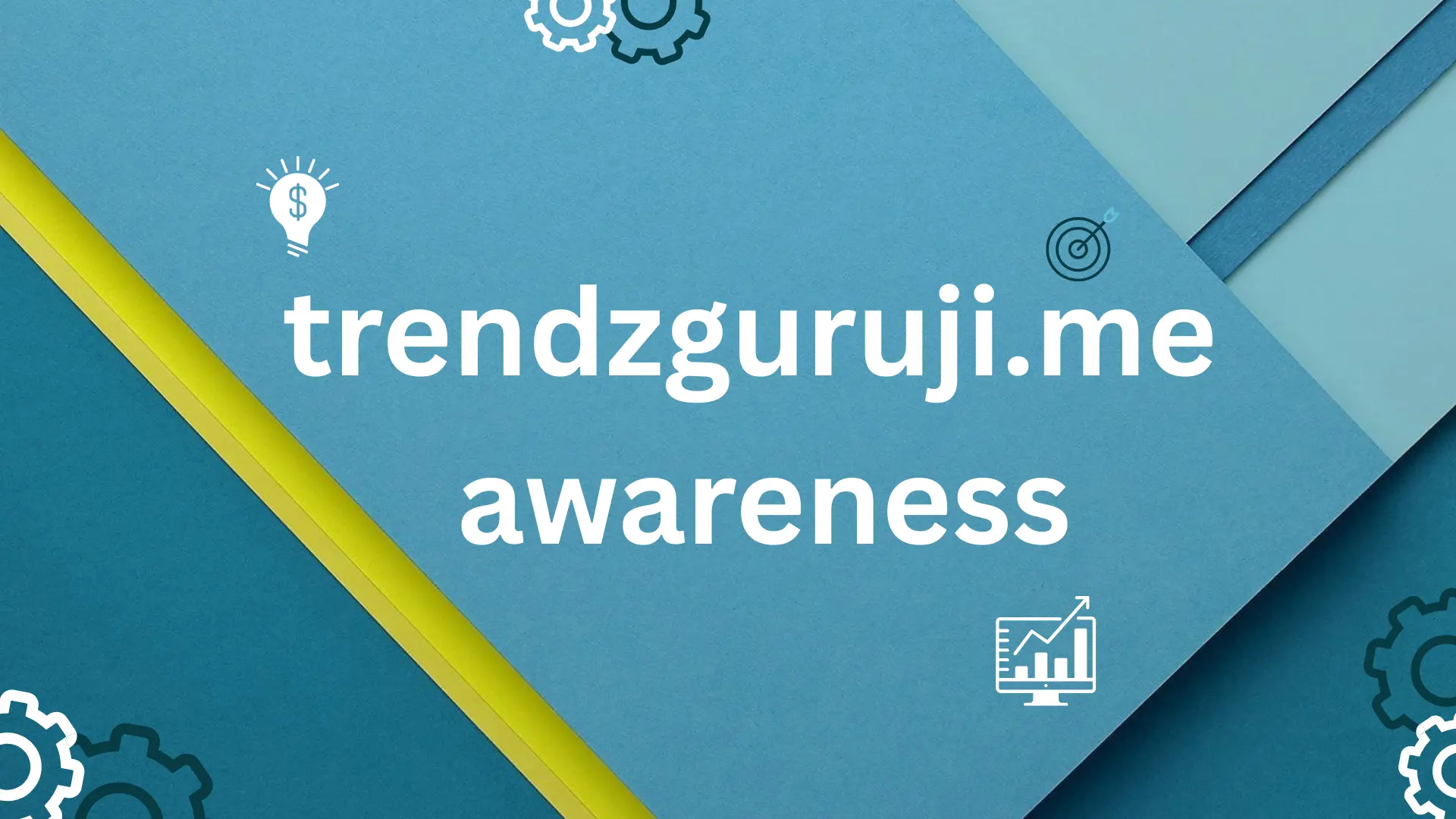Blue graphic promoting trendzguruji.me awareness with icons for digital security, growth, and technology trends
